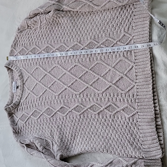 πͺ GOODFELLOW VINTAGE KNIT OATMEAL BEIGE TAUPE CROCHETTE CHUNKY ECLECTIC SWEATER - Picture 6 of 6